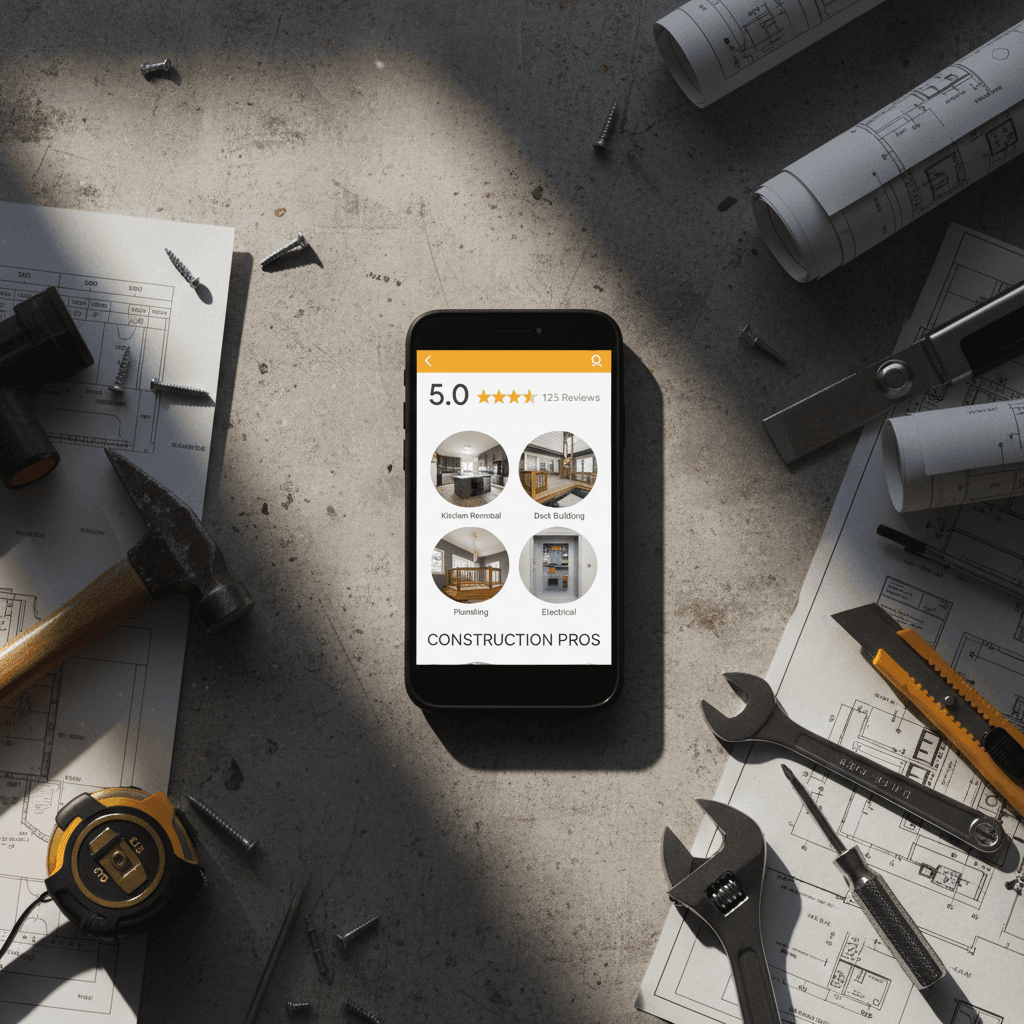 Google Business profile on contractor's mobile phone