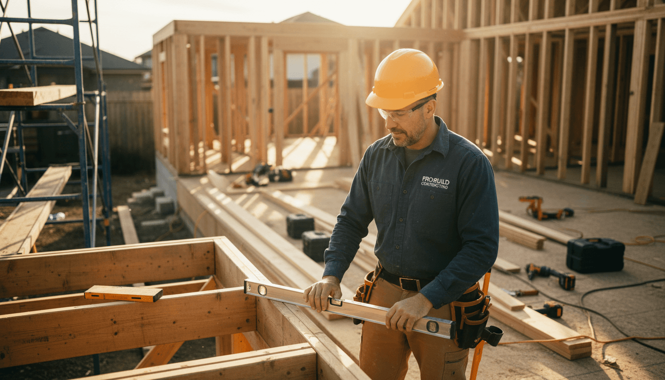 Professional contractor at work on a job site